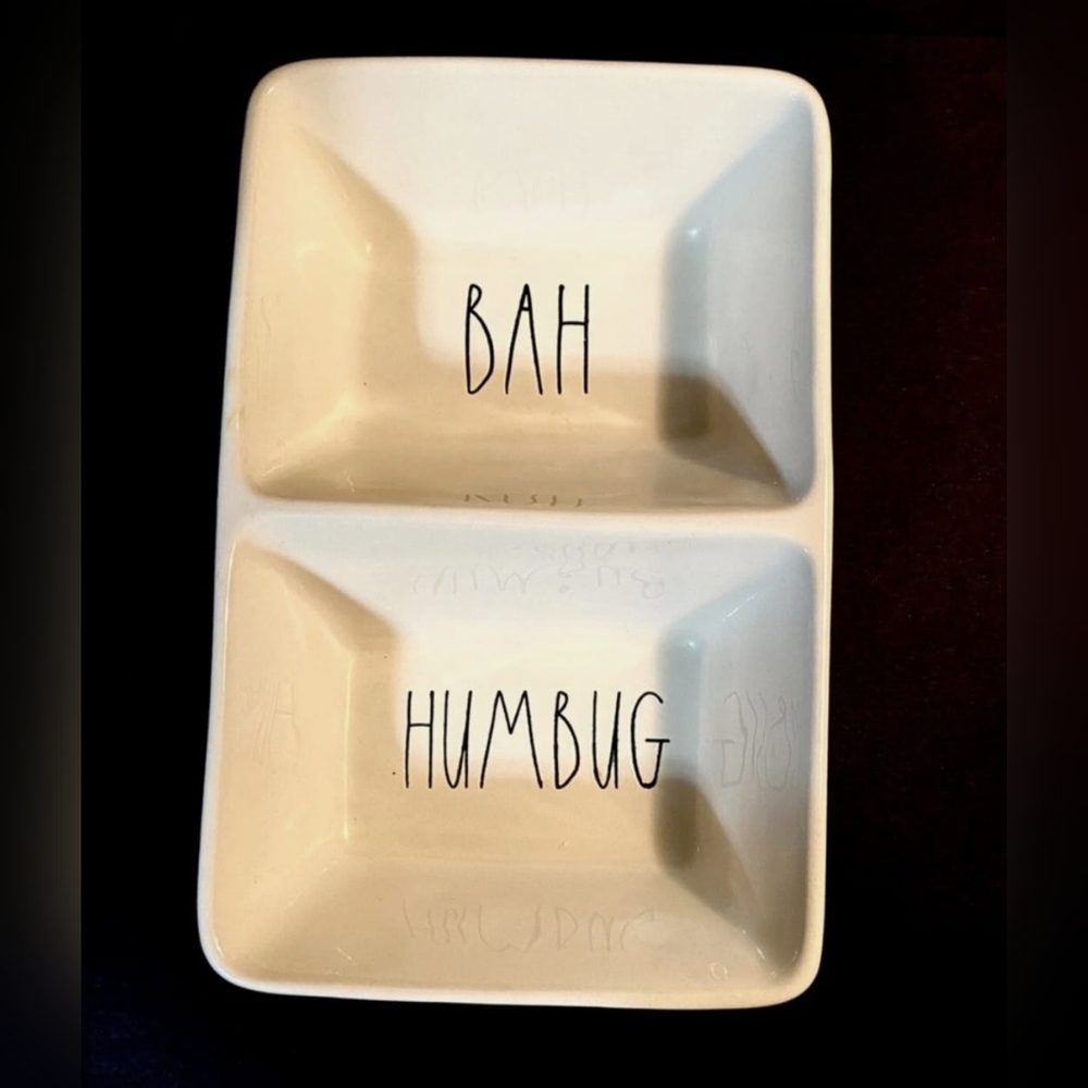 Rae Dunn White 'Bah Humbug' Divided Dish